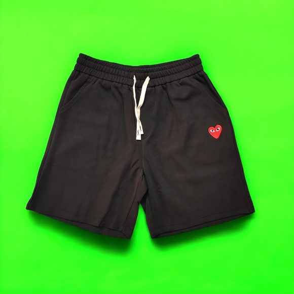 Comme des Garcons Black Shorts with Red Heart - Picture 1 of 5